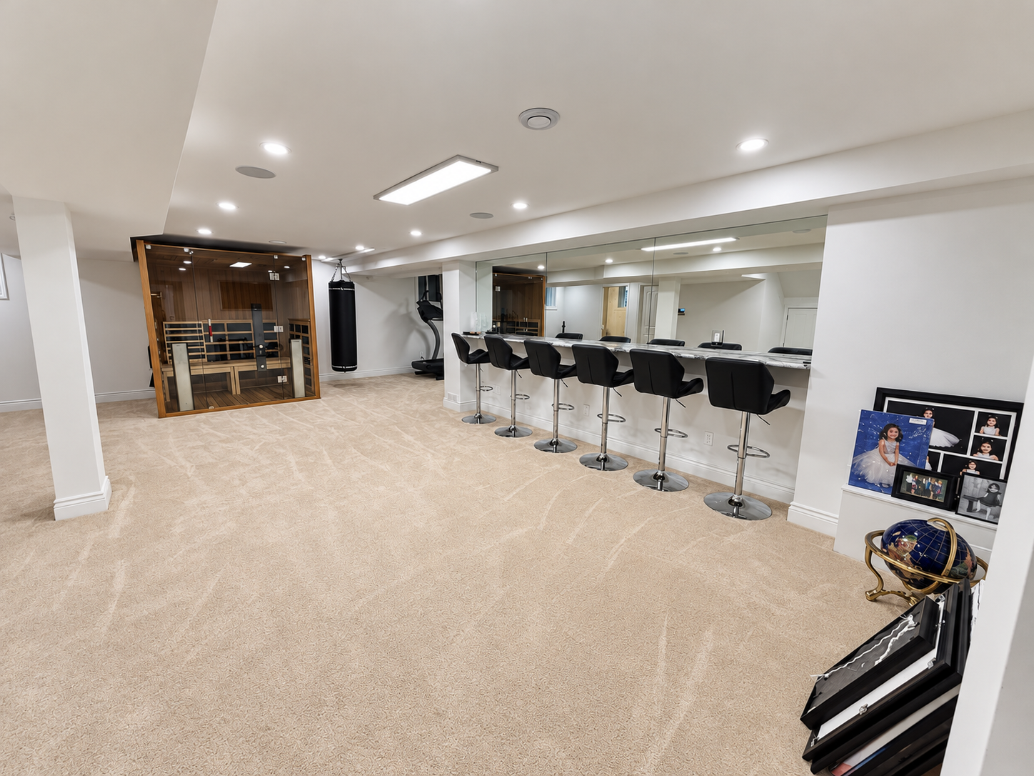 Finished recreation room and wet bar at 710 Rouncey Road